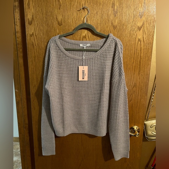 MISSGUIDED PLUS OFF THE SHOULDER SWEATER IN GRAY NWT - Picture 4 of 7